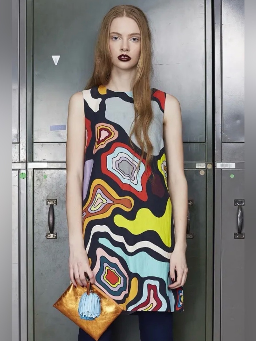 Gorman Satellite Abstract Print Silk-Linen Shift Dress Sz AU 12 / US 8